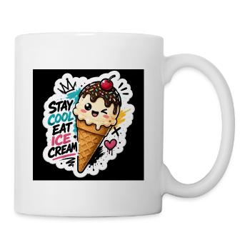 Stay Cool Ice Cream Cone Sticker Tee - Coffee/Tea Mug - white - Right