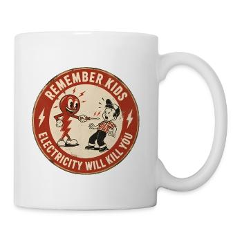 Electricity Safety Kids Sign - Coffee/Tea Mug - white - Right