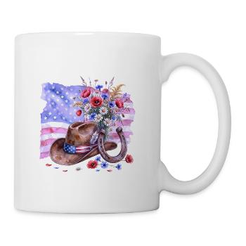 Rustic-American-West-Cowboy-Hat-Horseshoe - Coffee/Tea Mug - white - Right