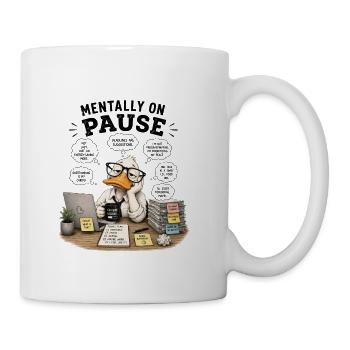 Mentally on Pause: Duck in Office - Coffee/Tea Mug - white - Right