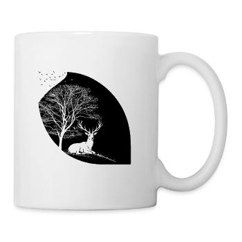Moonlit Deer Silhouette - Coffee/Tea Mug - white - Right