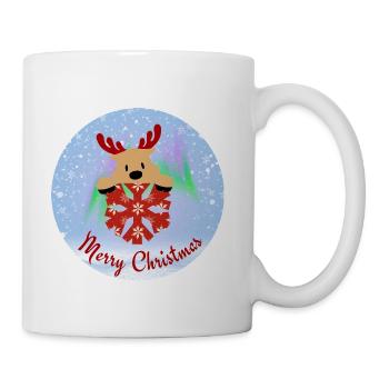 Renne avec ornement en flocon de neige - Tasse - blanc - Droite