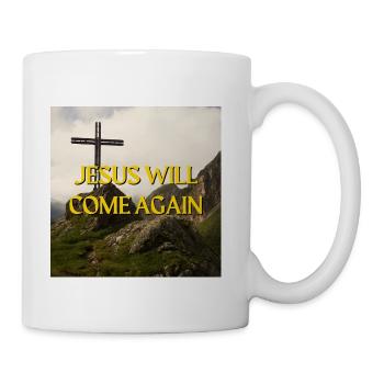 Jesus Will Come Again Mountain Peak Cross Christia - Coffee/Tea Mug - white - Right