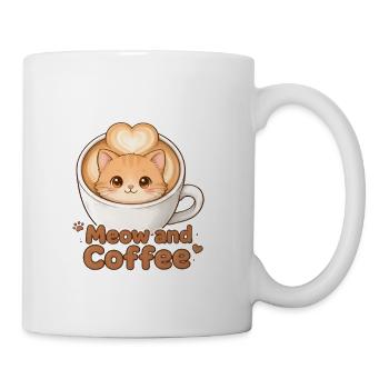 Meow and Coffee Cozy Cat in Cup - Coffee/Tea Mug - white - Right