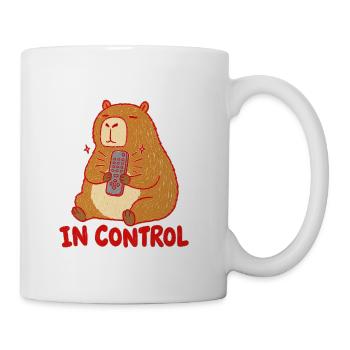 Cute Capybara with Remote Control - Coffee/Tea Mug - white - Right
