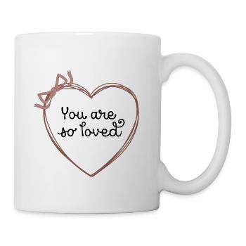 You Are So Loved Cute Minimalist Heart Ribbon Vale - Coffee/Tea Mug - white - Right