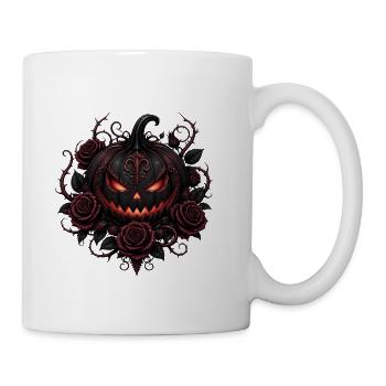 Crimson Gothic Pumpkin Amid Roses - Coffee/Tea Mug - white - Right