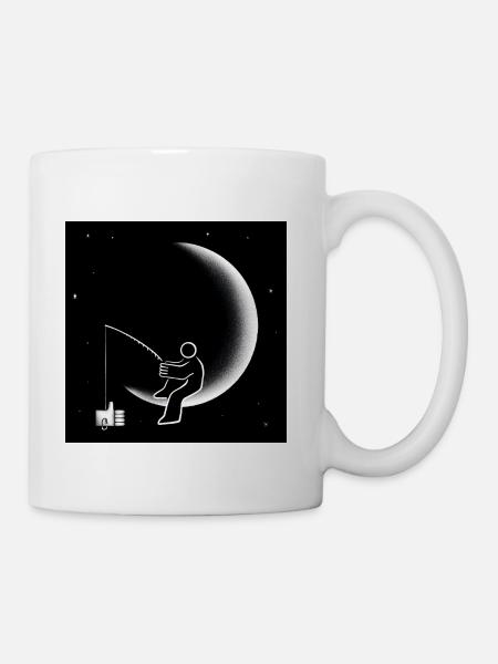 Fishing For Likes Crescent Moon Illustration - Coffee/Tea Mug - white