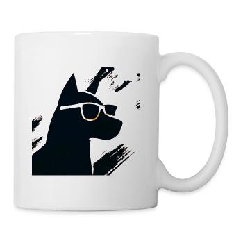 Sunlit Sunglass Dog Silhouette - Coffee/Tea Mug - white - Right