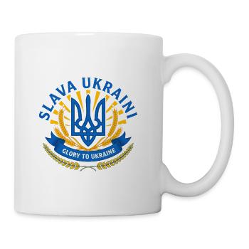 Slava Ukraini Emblem - Glory to Ukraine - Coffee/Tea Mug - white - Right