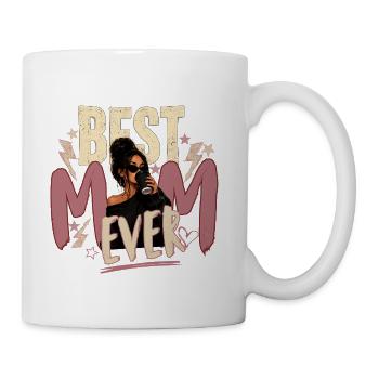 Badass Mom Coffee Vibes – Messy Bun & Confidence - Coffee/Tea Mug - white - Right
