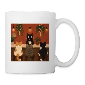 Cozy Cat Cafe Barista Kitten Coffee Shop Botanical - Coffee/Tea Mug - white - Right