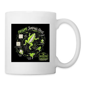 Origami Jumping Frog Streetwear Neon Green Design - Coffee/Tea Mug - white - Right