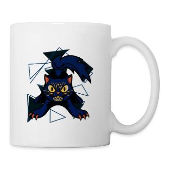 Midnight Blue Cat vs Geometry - Coffee/Tea Mug - white - Right