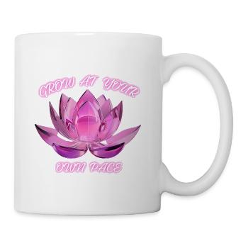 Grow At Your Own Pace Pink Neon Crystal Lotus - Coffee/Tea Mug - white - Right