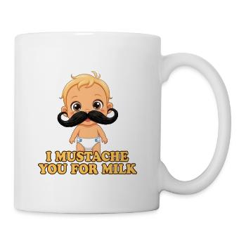 Mustache Baby Milk Pun Tee - Coffee/Tea Mug - white - Right
