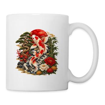 Koi and Blossoms in Golden Waves - Coffee/Tea Mug - white - Right