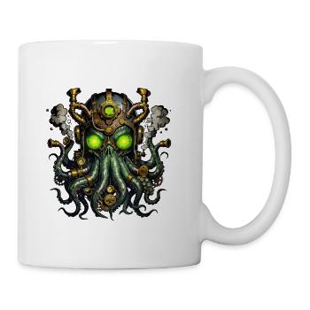 Steampunk Kraken Skull Glow Print - Coffee/Tea Mug - white - Right