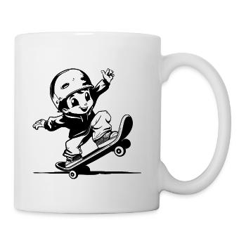 Cartoon Skateboarding Kid - Coffee/Tea Mug - white - Right