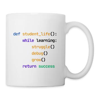 Student Life Python Code Funny Programmer - Coffee/Tea Mug - white - Right