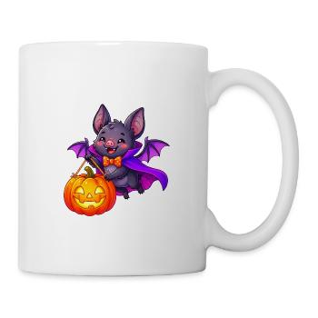 Halloween Bat with Pumpkin Lantern - Coffee/Tea Mug - white - Right