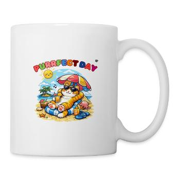 playful cat design, pet lover gift, cat aesthetic - Coffee/Tea Mug - white - Right