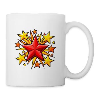 Red Starburst Explosion - Coffee/Tea Mug - white - Right