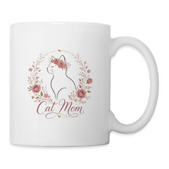 Floral_Crown_Cat_Mom_Elegant_T-Shirt - Coffee/Tea Mug - white - Right