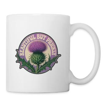 Beautiful But Prickly Thistle Badge - Coffee/Tea Mug - white - Right