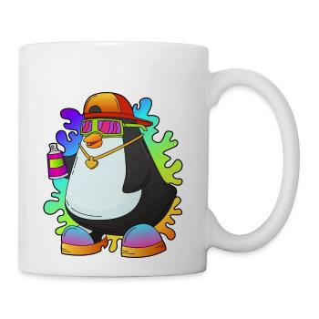 Penguin As Painter With Spray - Coffee/Tea Mug - white - Right