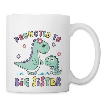 Promoted To Big Sister Cute Dinosaur Siblings - Coffee/Tea Mug - white - Right