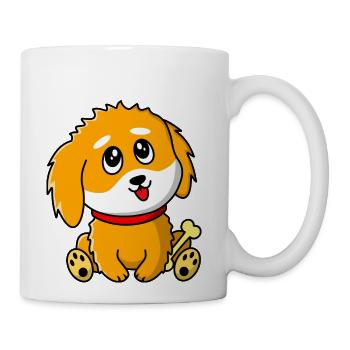 Cute Dog With A Bone Fun - Coffee/Tea Mug - white - Right