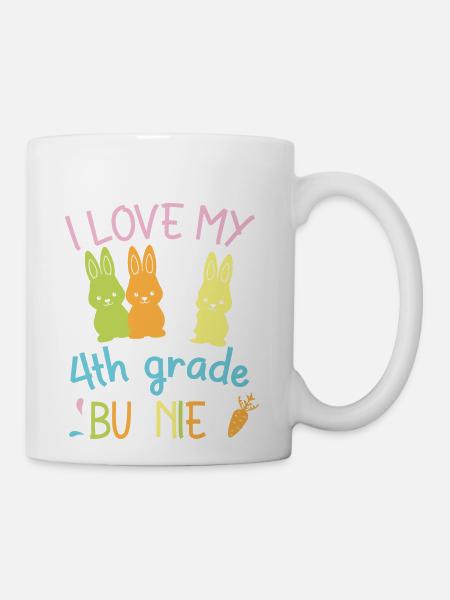 I Love My 4th Grade Bunnies Happy Easter Day To Me - Coffee/Tea Mug - white