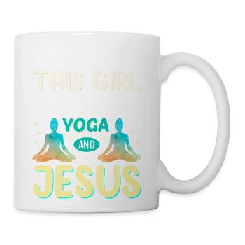 Christian Gift This Girl Runs On Yoga And Jesus - Coffee/Tea Mug - white - Right