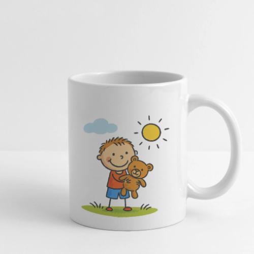Cute Boy with Teddy Bear Cartoon Shirt - Coffee/Tea Mug