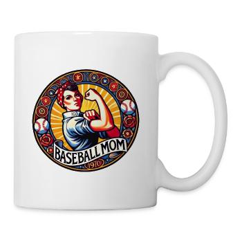 Baseball Mom 1970s Emblem - Coffee/Tea Mug - white - Right