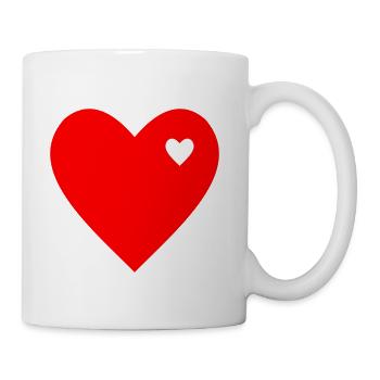 Bold Red Heart with Tiny White Accent - Coffee/Tea Mug - white - Right