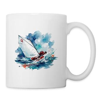 Optimist Watercolor  - Coffee/Tea Mug - white - Right