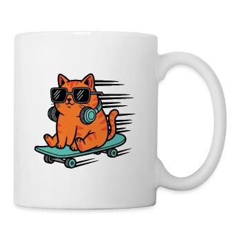 Coolest Orange Tabby Skater Cat - Coffee/Tea Mug - white - Right