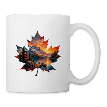 Autumn Maple Leaf Mountain Landscape Fall Nature - Coffee/Tea Mug - white - Right