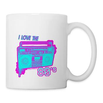 I Love the 80s Neon Spray paint Boombox spray can - Coffee/Tea Mug - white - Right