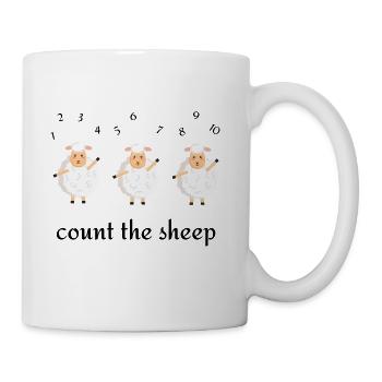 Counting Sheep ,cute funny sheep - Coffee/Tea Mug - white - Right