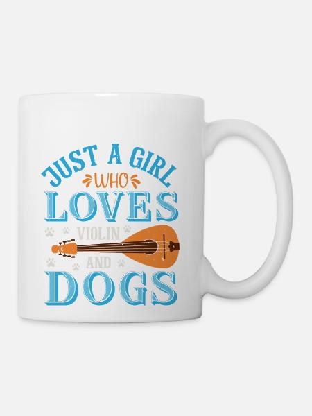 Violin player loves dogs girl - Coffee/Tea Mug - white