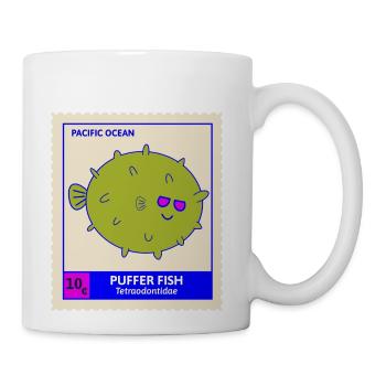 Kawaii Cute Pufferfish Ocean Stamp Collection - Coffee/Tea Mug - white - Right