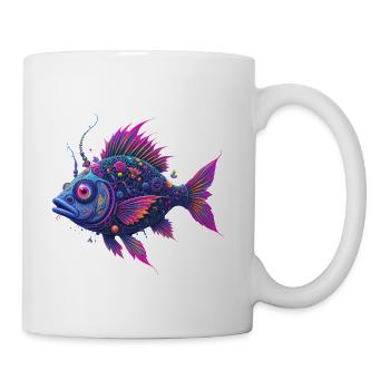 Psytrance psychedelic fantasy crazy fish - Coffee/Tea Mug - white - Right