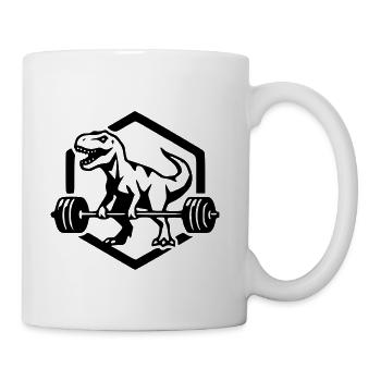 Prehistoric Power - T-Rex Weightlifting Functional - Coffee/Tea Mug - white - Right