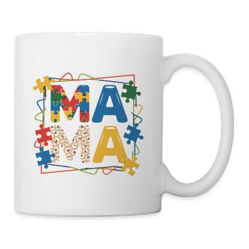  Mama Autism Awareness Puzzle Pieces Leopard Print - Coffee/Tea Mug - white - Right