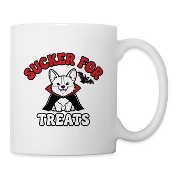 Sucker For Treats Funny Vampire Corgi Halloween Do - Coffee/Tea Mug - white - Right
