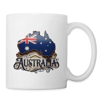 Australia Map & Flag Typography Tee - Coffee/Tea Mug - white - Right