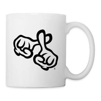 Crossed Fingers (Cross, Bible, Religion / POS 2C) - Coffee/Tea Mug - white - Right